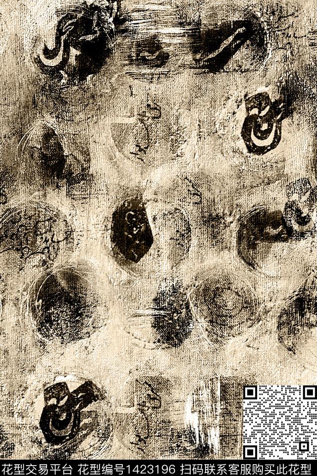 线条肌理抽象花卉数码印花华亿平台下载（图片编号: 1423196） - 瓦栏（Walan）