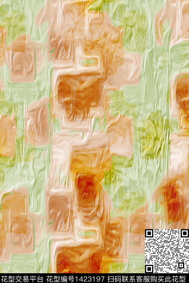 线条肌理抽象花卉数码印花华亿平台下载（图片编号: 1423197） - 瓦栏（Walan）
