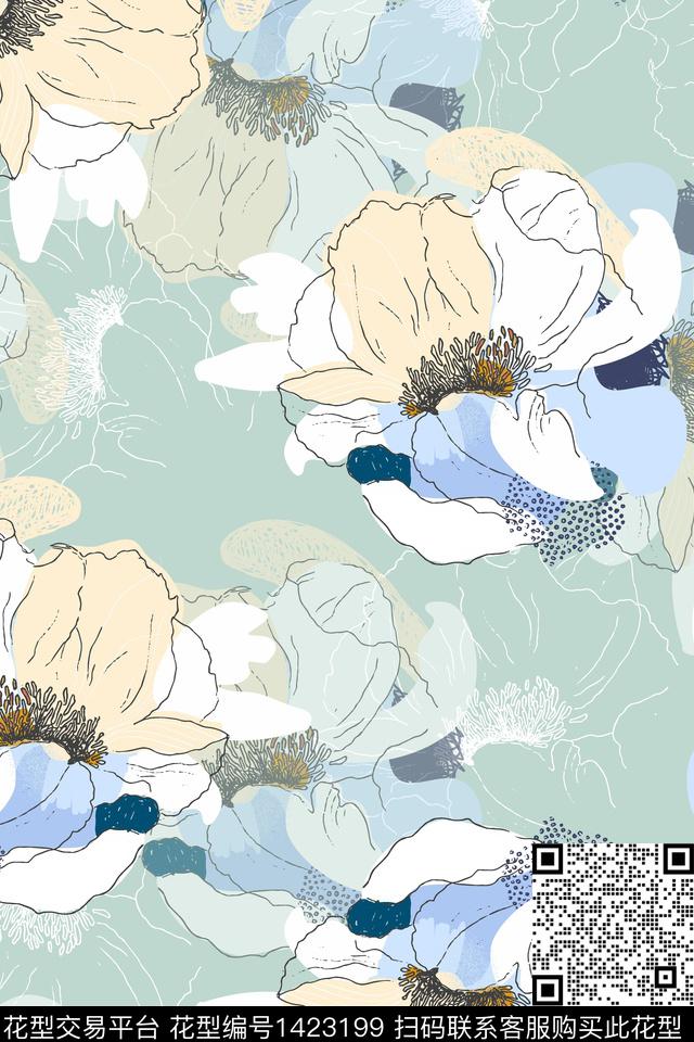 线条几何定位绿植树叶传统印花华亿平台下载（图片编号: 1423199） - 瓦栏（Walan）