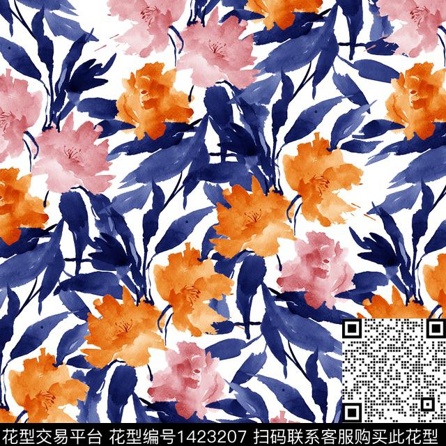 小碎花葵花日韩风数码印花华亿平台下载（图片编号: 1423207） - 瓦栏（Walan）