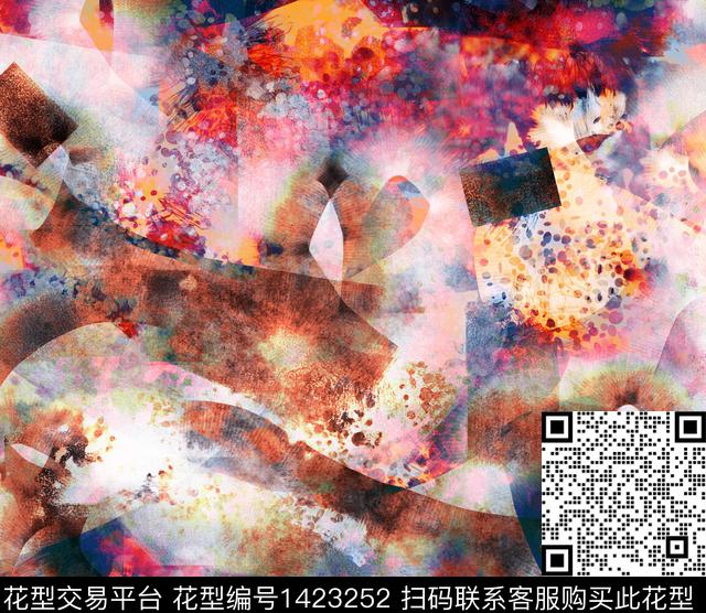 几何花卉数码华亿平台扎染华亿平台数码印花华亿平台下载（图片编号: 1423252） - 瓦栏（Walan）