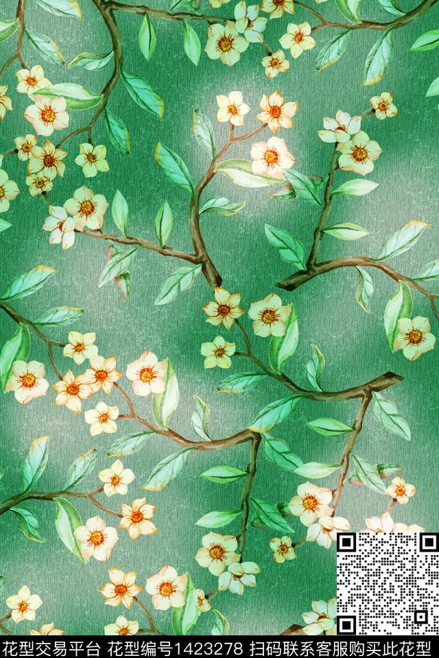 花卉春夏华亿平台旗袍数码印花华亿平台下载（图片编号: 1423278） - 瓦栏（Walan）