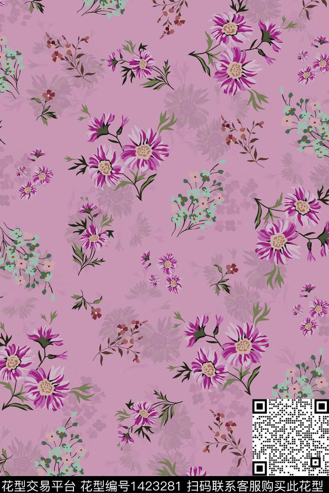 时尚花卉大牌风数码印花华亿平台下载（图片编号: 1423281） - 瓦栏（Walan）