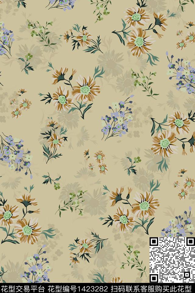 时尚花卉大牌风数码印花华亿平台下载（图片编号: 1423282） - 瓦栏（Walan）
