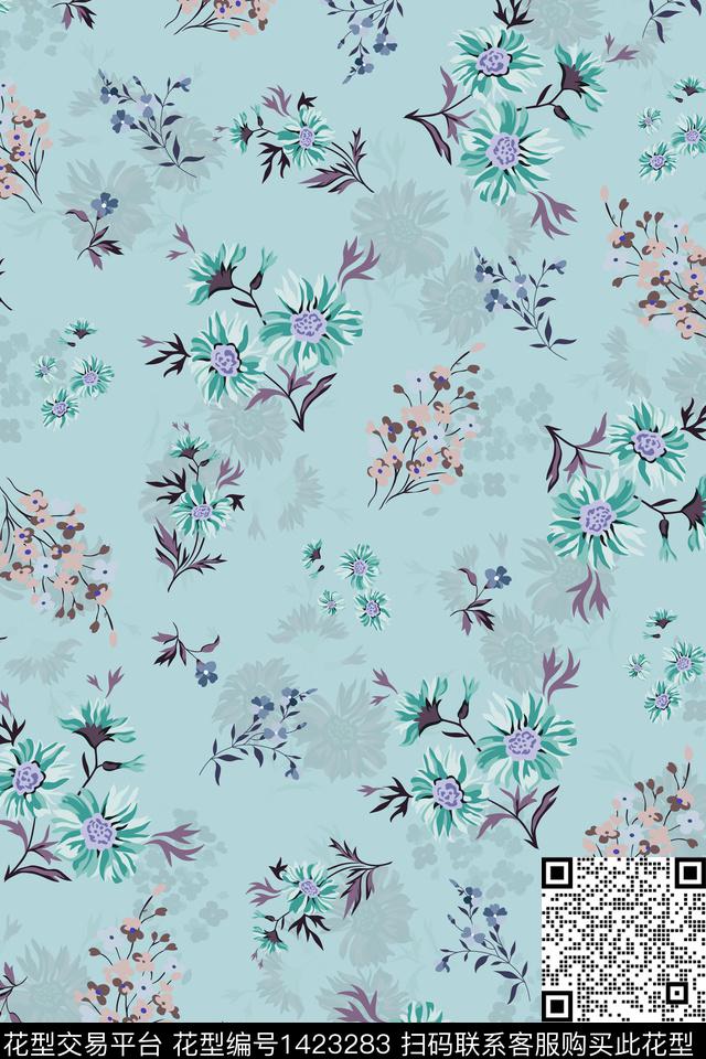 时尚花卉大牌风数码印花华亿平台下载（图片编号: 1423283） - 瓦栏（Walan）