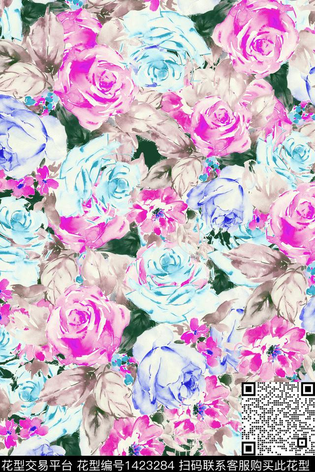 扎染华亿平台复古民族风数码印花华亿平台下载（图片编号: 1423284） - 瓦栏（Walan）