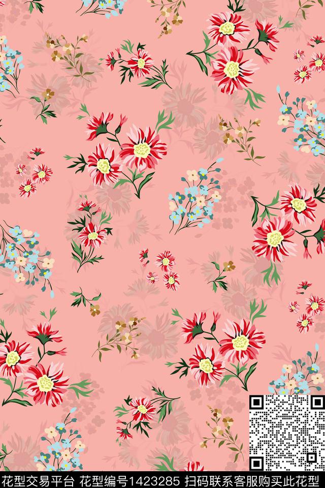 时尚花卉大牌风数码印花华亿平台下载（图片编号: 1423285） - 瓦栏（Walan）