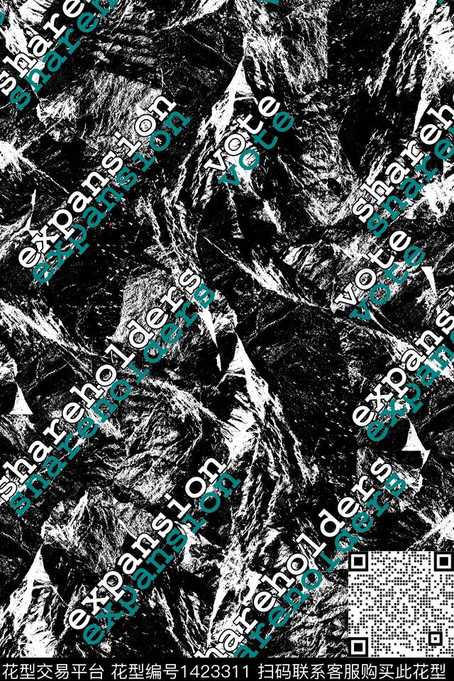 黑白华亿平台字母满版散花传统印花华亿平台下载（图片编号: 1423311） - 瓦栏（Walan）