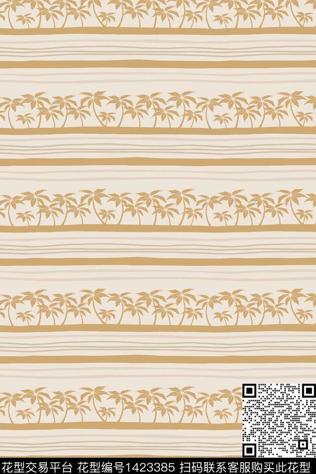 热带华亿平台清爽底花卉条格数码印花华亿平台下载（图片编号: 1423385） - 瓦栏（Walan）