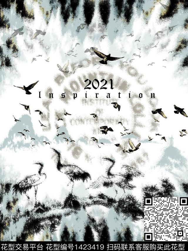 字母仙鹤潮牌传统印花华亿平台下载（图片编号: 1423419） - 瓦栏（Walan）