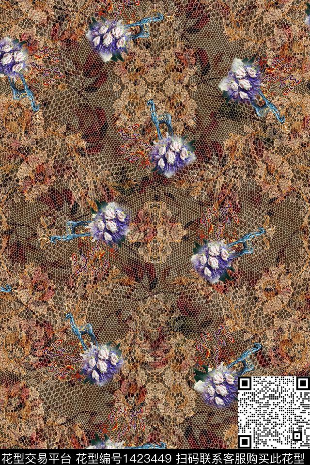 香云纱富贵花中老年数码印花华亿平台下载（图片编号: 1423449） - 瓦栏（Walan）