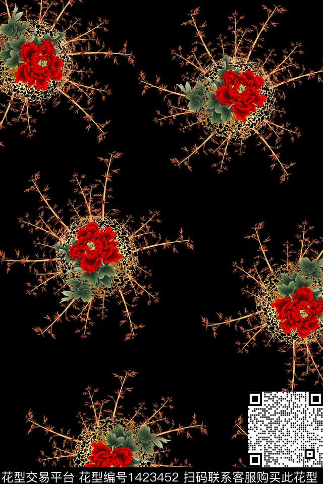 香云纱富贵花中老年数码印花华亿平台下载（图片编号: 1423452） - 瓦栏（Walan）