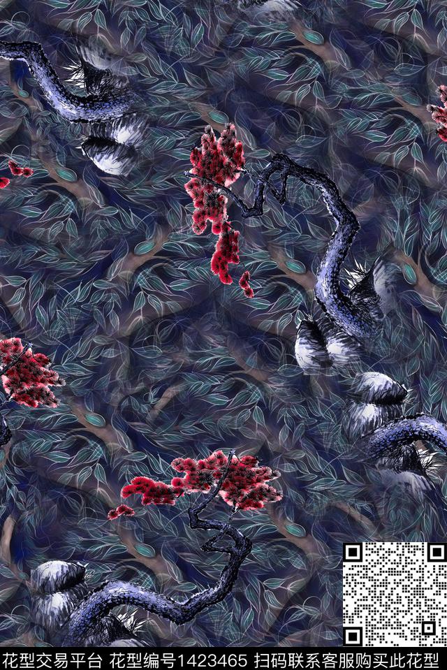 香云纱富贵花中老年数码印花华亿平台下载（图片编号: 1423465） - 瓦栏（Walan）