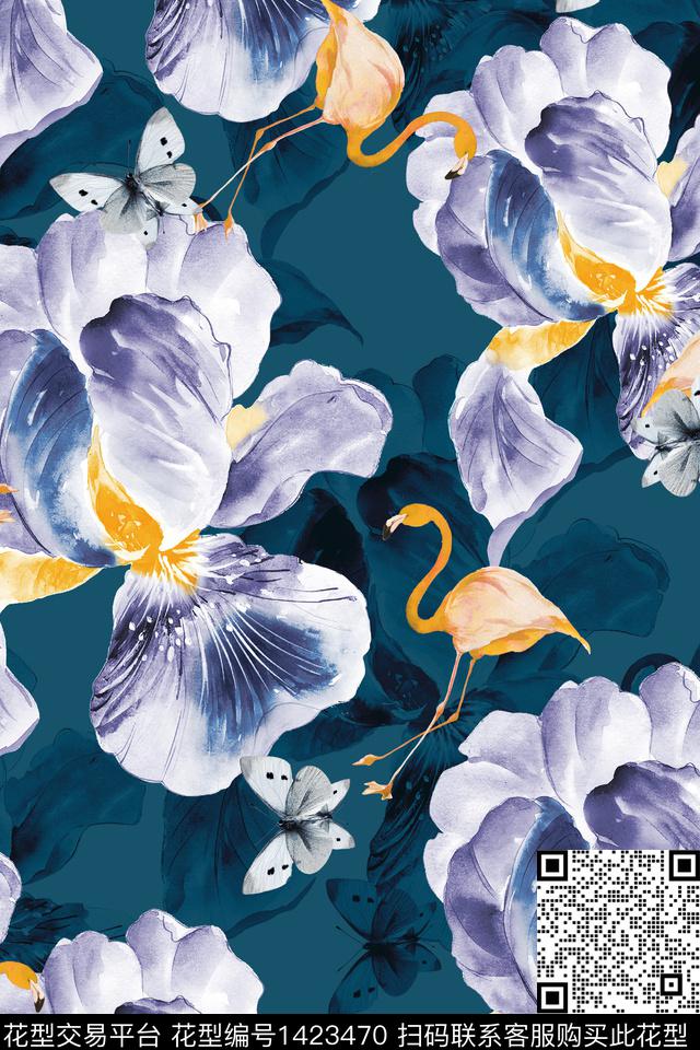 数码华亿平台水彩鸟数码印花华亿平台下载（图片编号: 1423470） - 瓦栏（Walan）