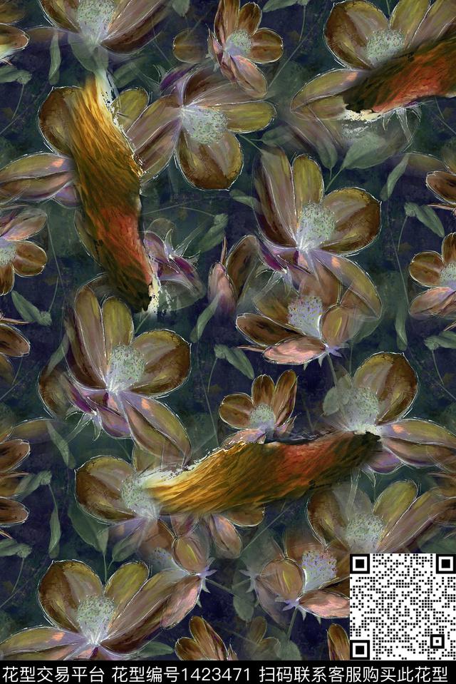 香云纱富贵花中老年数码印花华亿平台下载（图片编号: 1423471） - 瓦栏（Walan）