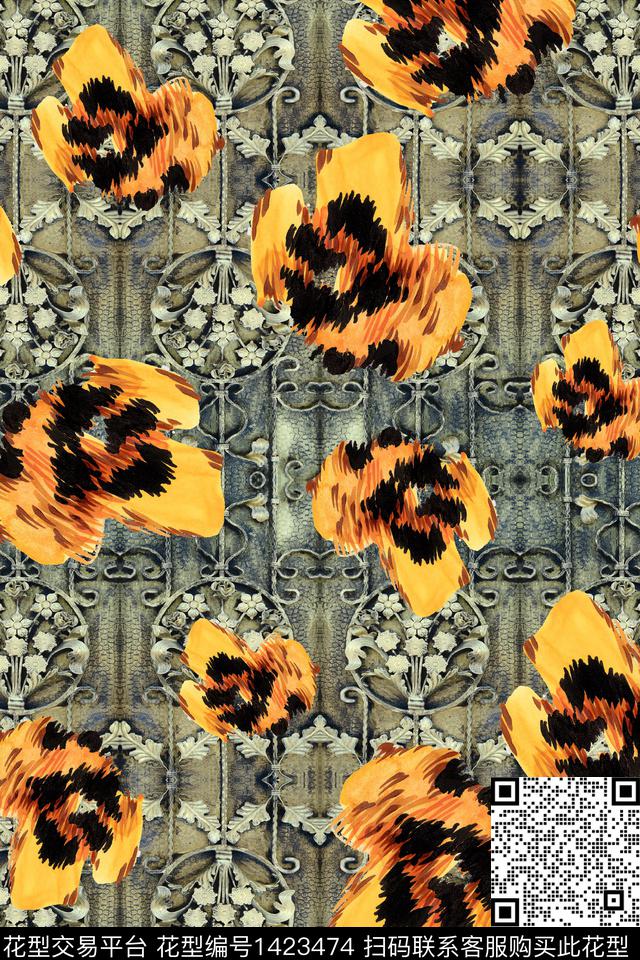 几何抽象艺术数码印花华亿平台下载（图片编号: 1423474） - 瓦栏（Walan）