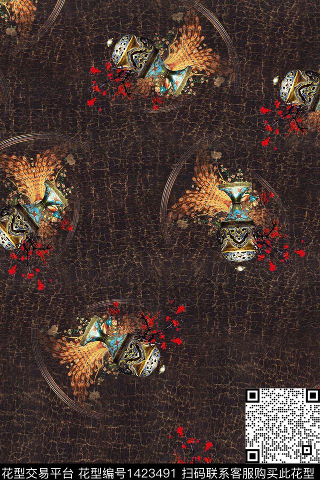 复古香云纱中老年数码印花华亿平台下载（图片编号: 1423491） - 瓦栏（Walan）