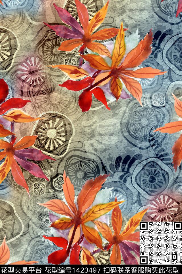 几何抽象艺术数码印花华亿平台下载（图片编号: 1423497） - 瓦栏（Walan）