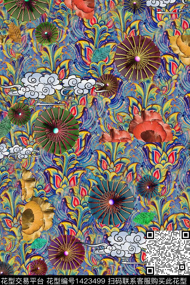 复古香云纱中老年数码印花华亿平台下载（图片编号: 1423499） - 瓦栏（Walan）