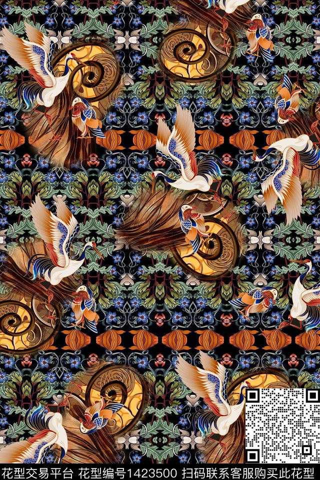 复古香云纱中老年数码印花华亿平台下载（图片编号: 1423500） - 瓦栏（Walan）