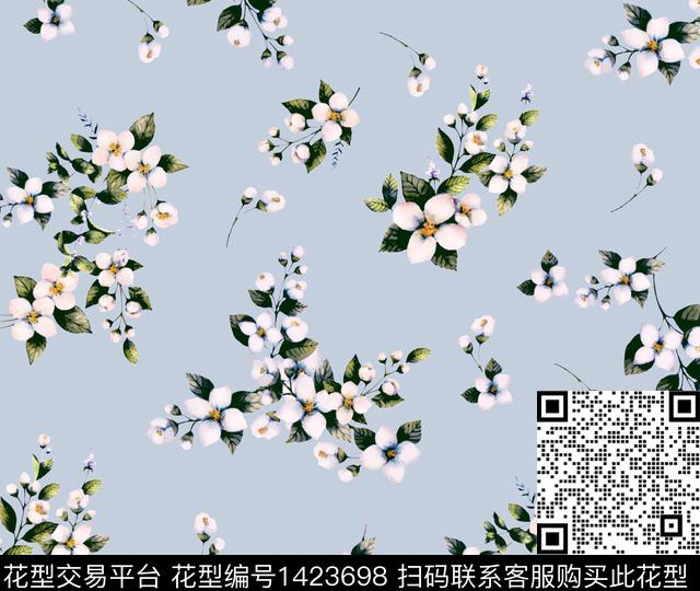 花卉春夏华亿平台栀子花数码印花华亿平台下载（图片编号: 1423698） - 瓦栏（Walan）