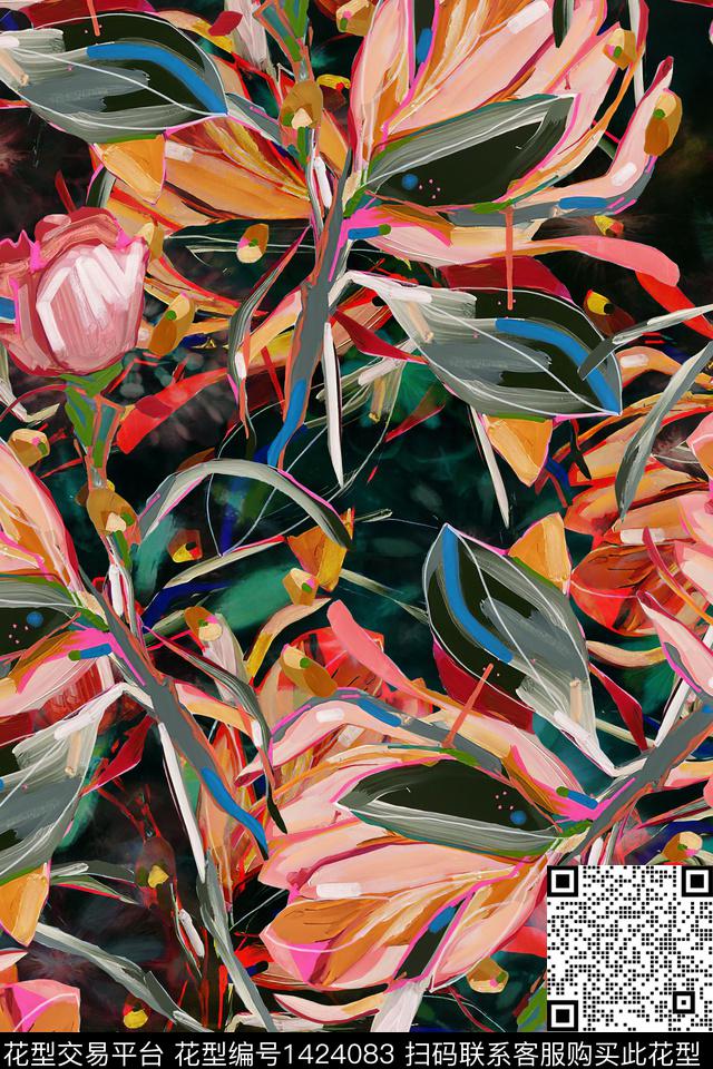 男装大牌风真丝数码印花华亿平台下载（图片编号: 1424083） - 瓦栏（Walan）