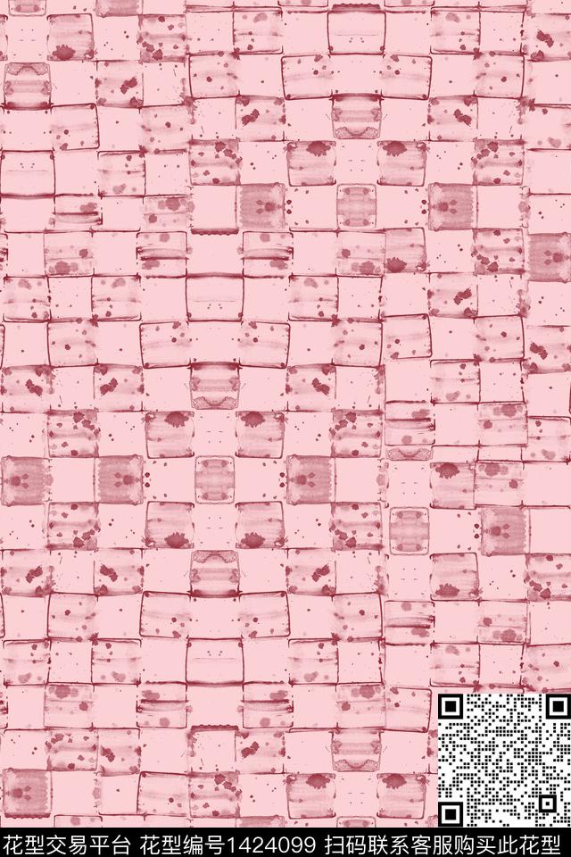 趋势华亿平台格子水墨风数码印花华亿平台下载（图片编号: 1424099） - 瓦栏（Walan）