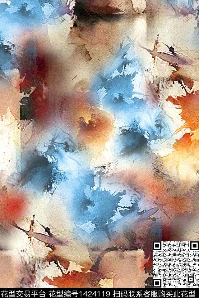 水彩肌理扎染华亿平台数码印花华亿平台下载（图片编号: 1424119） - 瓦栏（Walan）