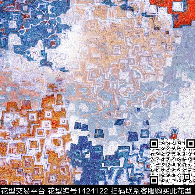 肌理扎染华亿平台清爽底花卉数码印花华亿平台下载（图片编号: 1424122） - 瓦栏（Walan）