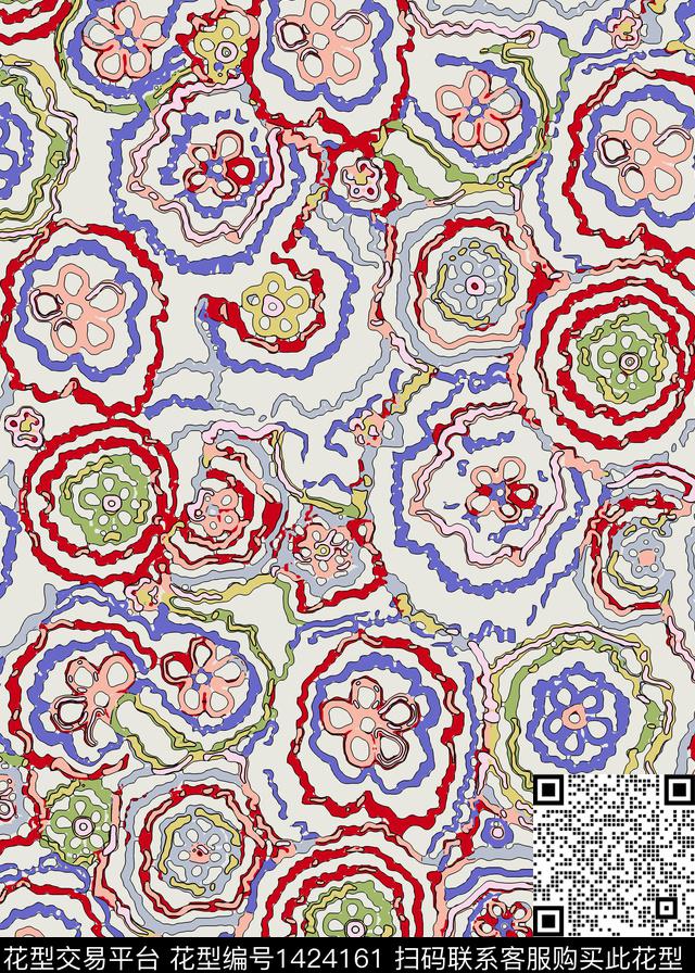 年轻女性手绘花卉传统印花华亿平台下载（图片编号: 1424161） - 瓦栏（Walan）