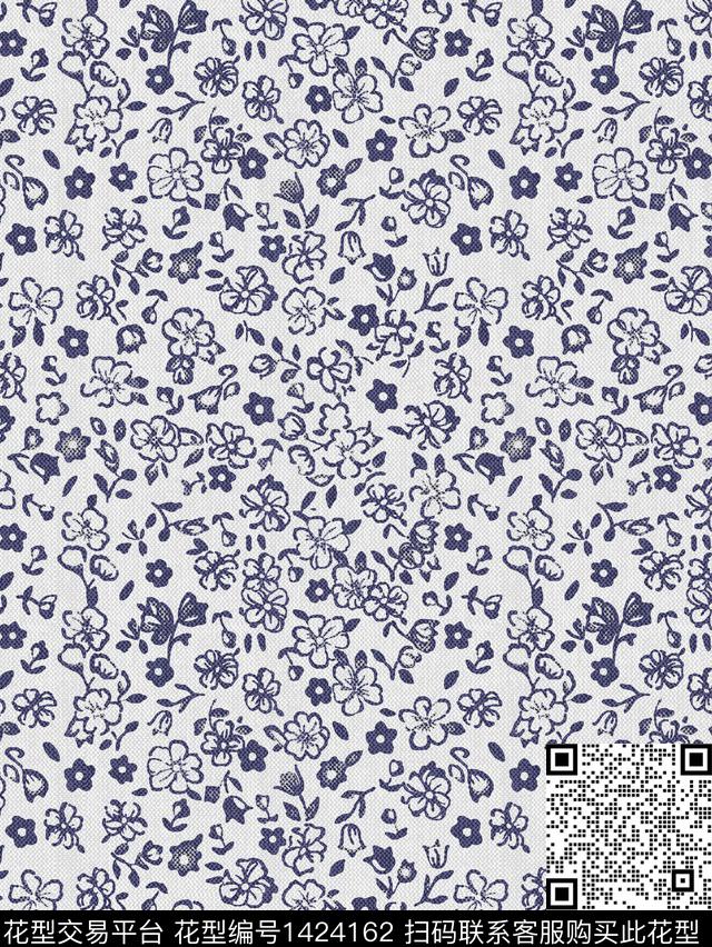 年轻女性小碎花传统印花华亿平台下载（图片编号: 1424162） - 瓦栏（Walan）