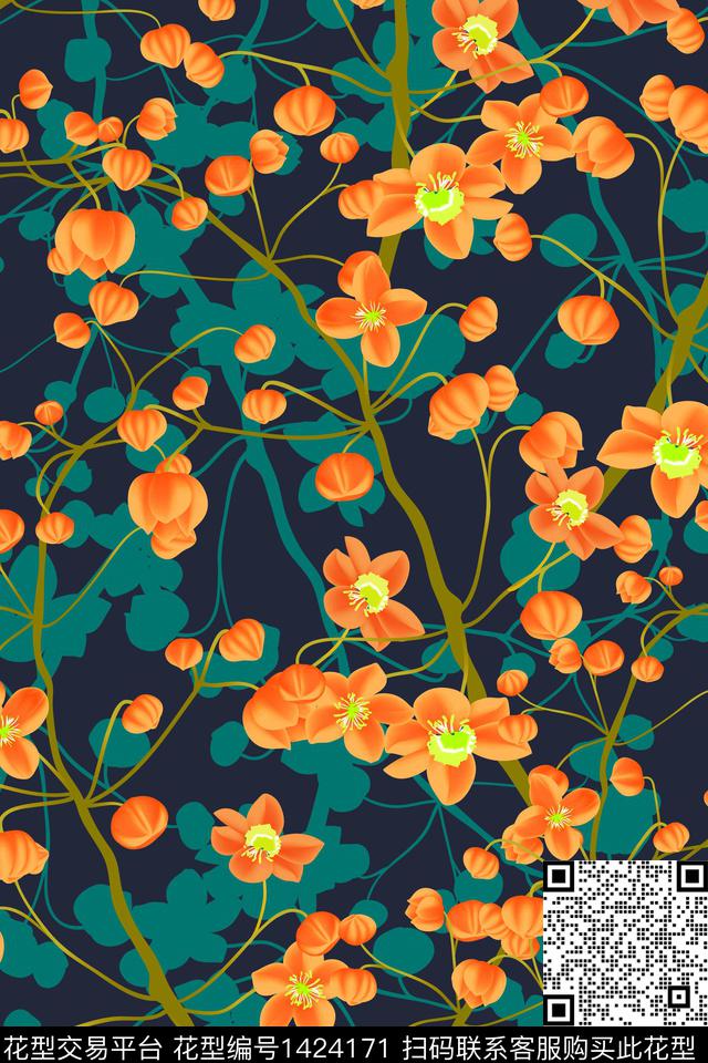 女装花卉小碎花数码印花华亿平台下载（图片编号: 1424171） - 瓦栏（Walan）