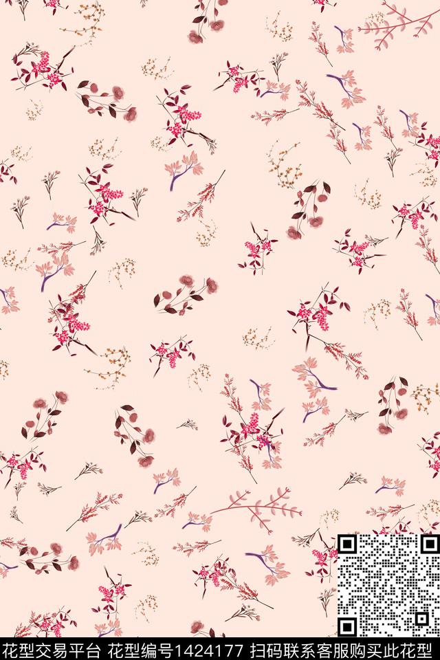 连衣裙女装花卉传统印花华亿平台下载（图片编号: 1424177） - 瓦栏（Walan）