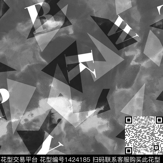 几何字母扎染华亿平台传统印花华亿平台下载（图片编号: 1424185） - 瓦栏（Walan）