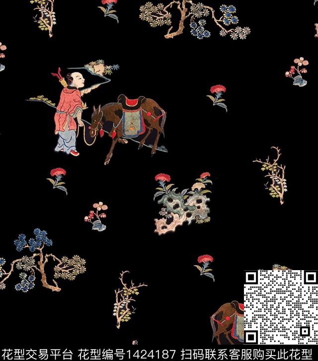 连衣裙花卉旗袍数码印花华亿平台下载（图片编号: 1424187） - 瓦栏（Walan）