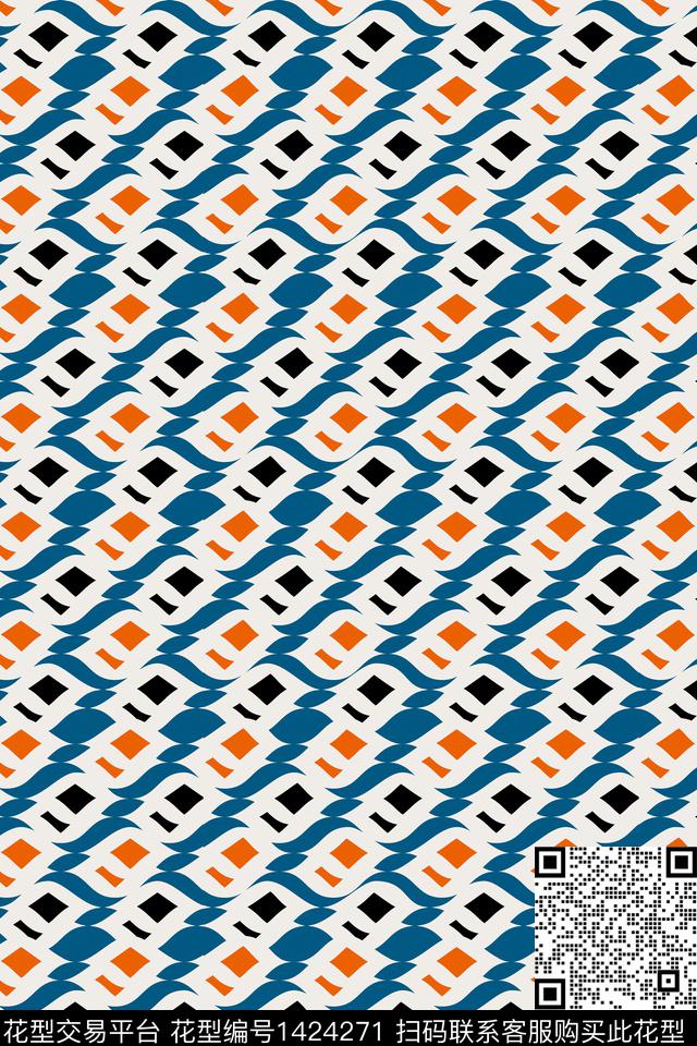 年轻女性休闲几何数码印花华亿平台下载（图片编号: 1424271） - 瓦栏（Walan）