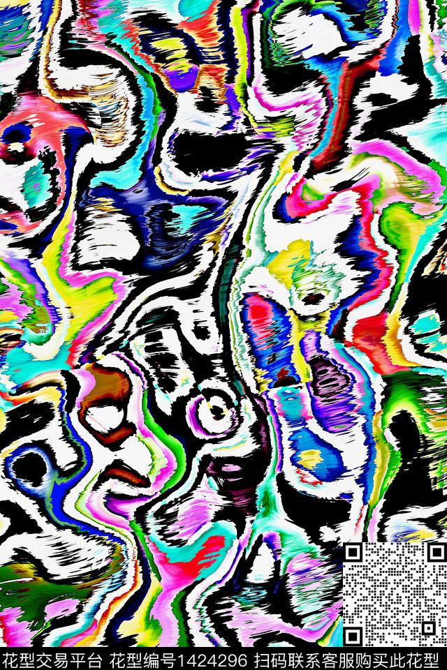 炫彩涂鸦朋克数码印花华亿平台下载（图片编号: 1424296） - 瓦栏（Walan）