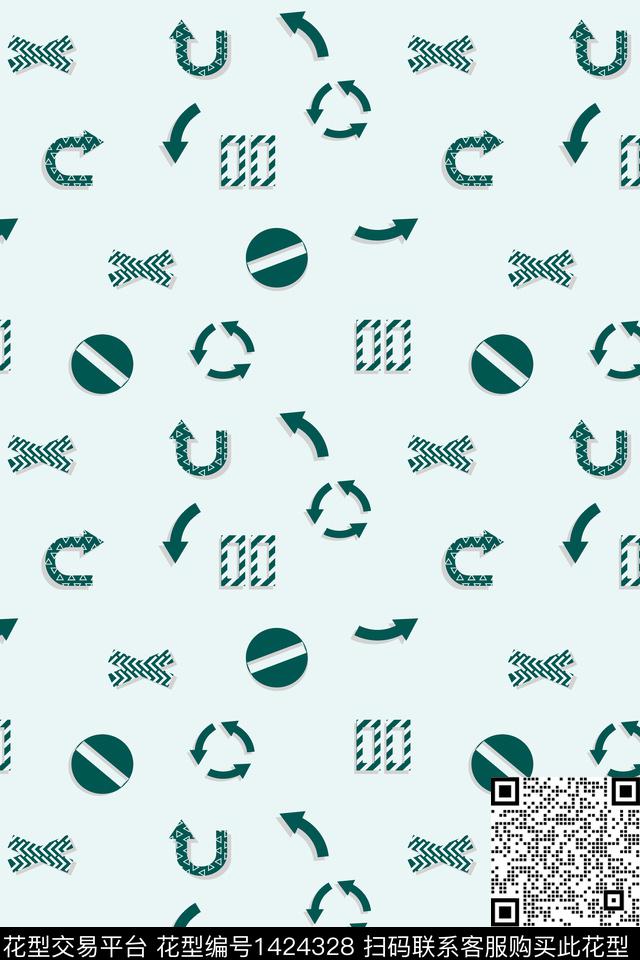 字母几何年轻女性数码印花华亿平台下载（图片编号: 1424328） - 瓦栏（Walan）