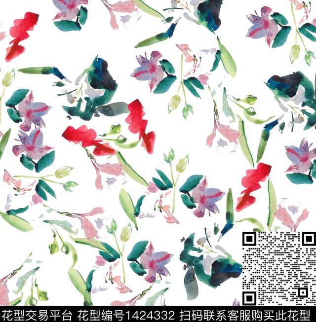 雪纺小碎花清新风数码印花华亿平台下载（图片编号: 1424332） - 瓦栏（Walan）