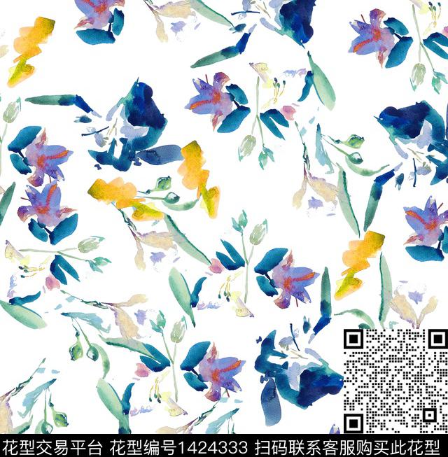 雪纺小碎花清新风数码印花华亿平台下载（图片编号: 1424333） - 瓦栏（Walan）