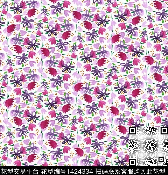 雪纺小碎花清新风数码印花华亿平台下载（图片编号: 1424334） - 瓦栏（Walan）