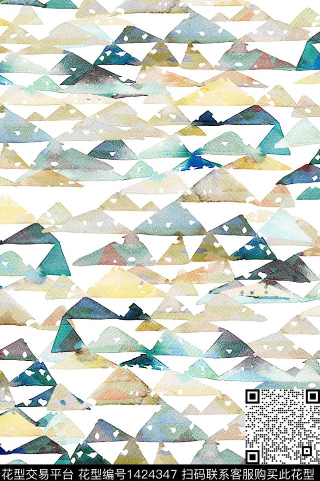 水彩肌理扎染华亿平台数码印花华亿平台下载（图片编号: 1424347） - 瓦栏（Walan）