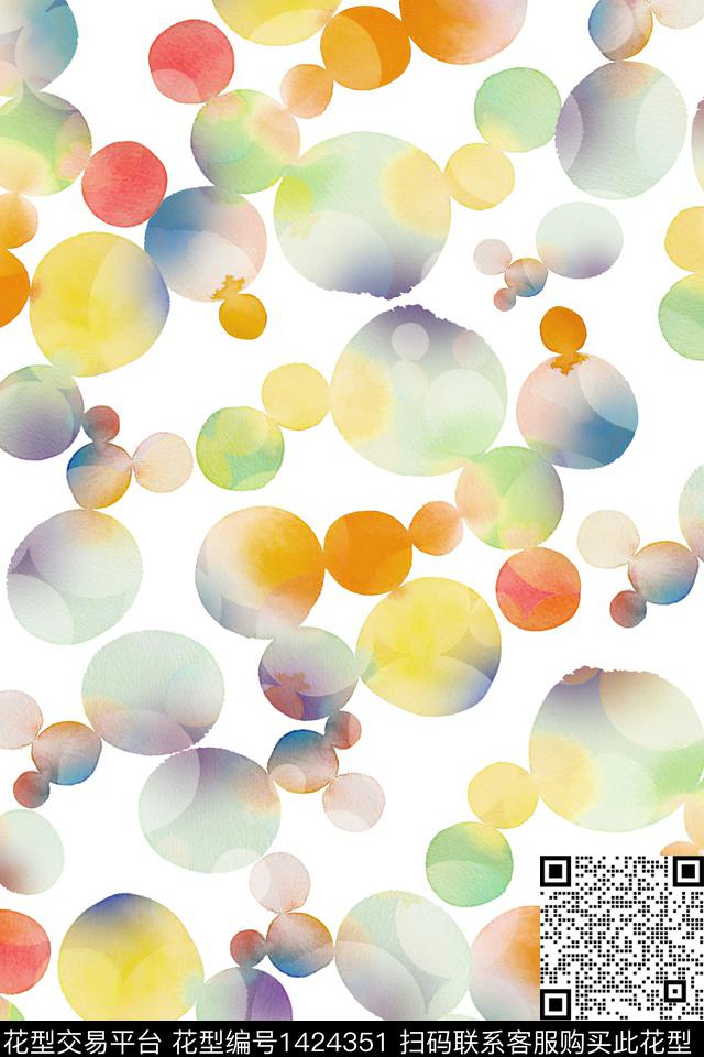 炫彩几何水彩数码印花华亿平台下载（图片编号: 1424351） - 瓦栏（Walan）