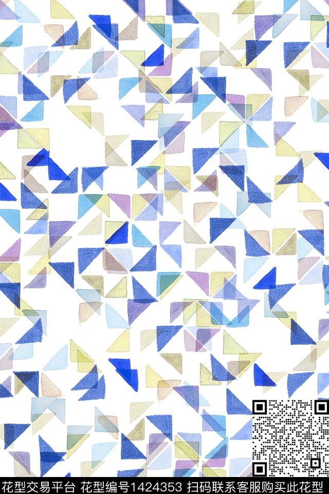 炫彩几何水彩数码印花华亿平台下载（图片编号: 1424353） - 瓦栏（Walan）