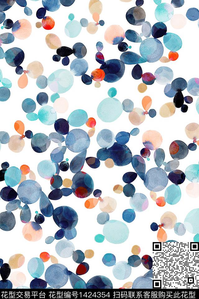 炫彩几何水彩数码印花华亿平台下载（图片编号: 1424354） - 瓦栏（Walan）