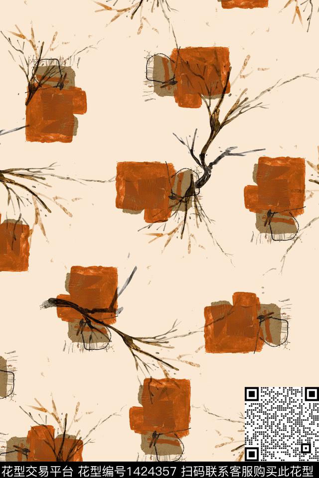 纹理树枝抽象数码印花华亿平台下载（图片编号: 1424357） - 瓦栏（Walan）