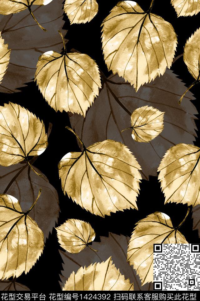 水彩清爽底花卉大牌风数码印花华亿平台下载（图片编号: 1424392） - 瓦栏（Walan）