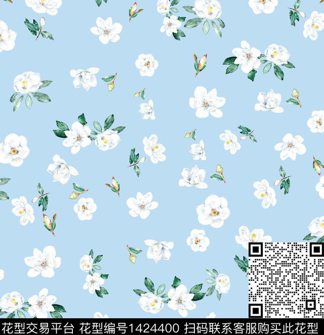 棕榈树小清新小碎花数码印花华亿平台下载（图片编号: 1424400） - 瓦栏（Walan）