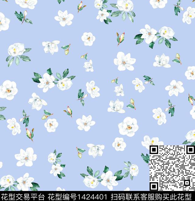 棕榈树小清新小碎花数码印花华亿平台下载（图片编号: 1424401） - 瓦栏（Walan）