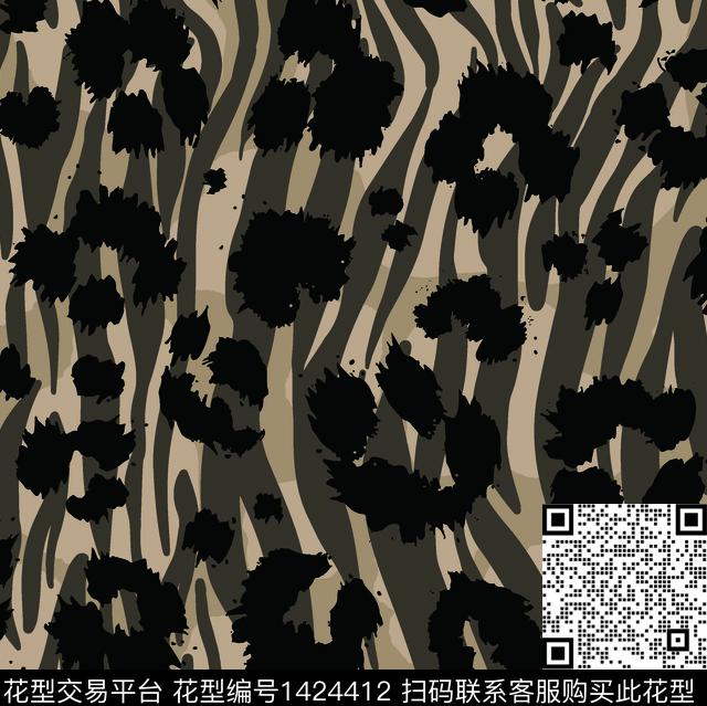 几何黑白条纹动物纹数码印花华亿平台下载（图片编号: 1424412） - 瓦栏（Walan）